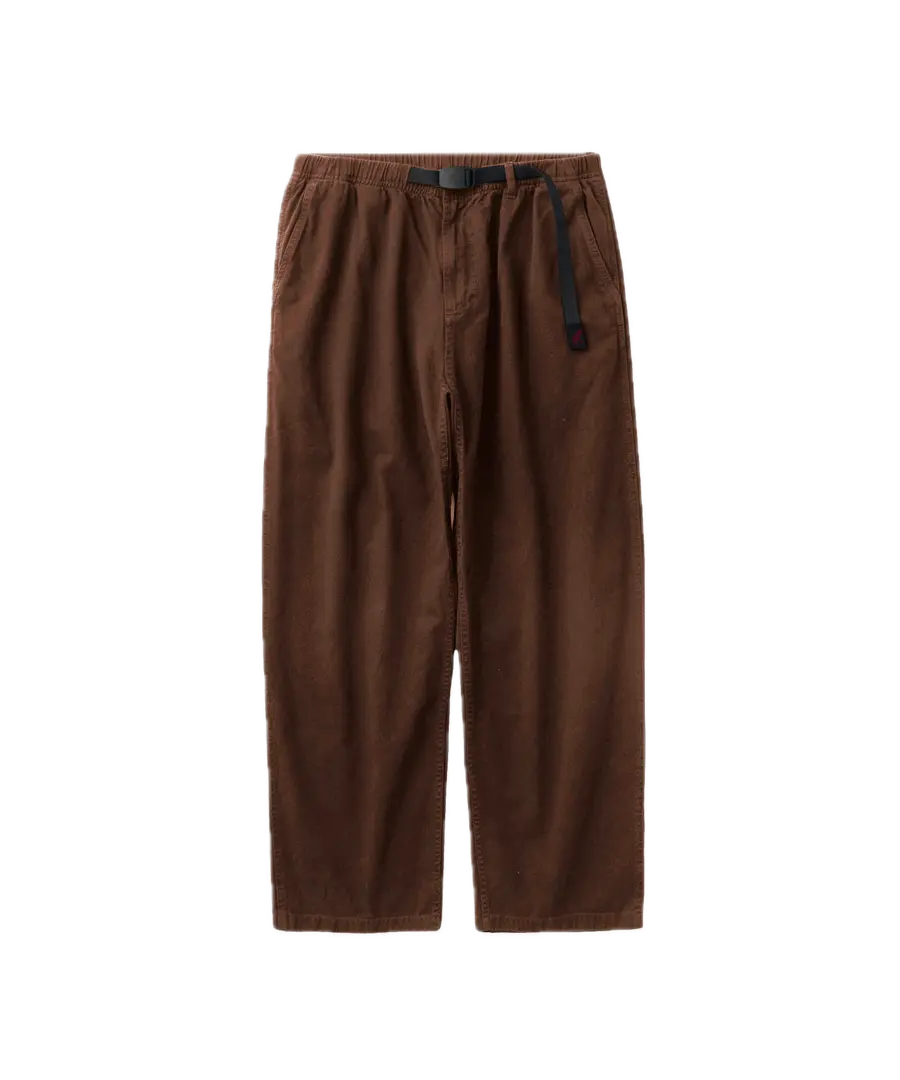 Gramicci Wide Pant Tobacco relaxed fit cotton twill pants with integrated belt