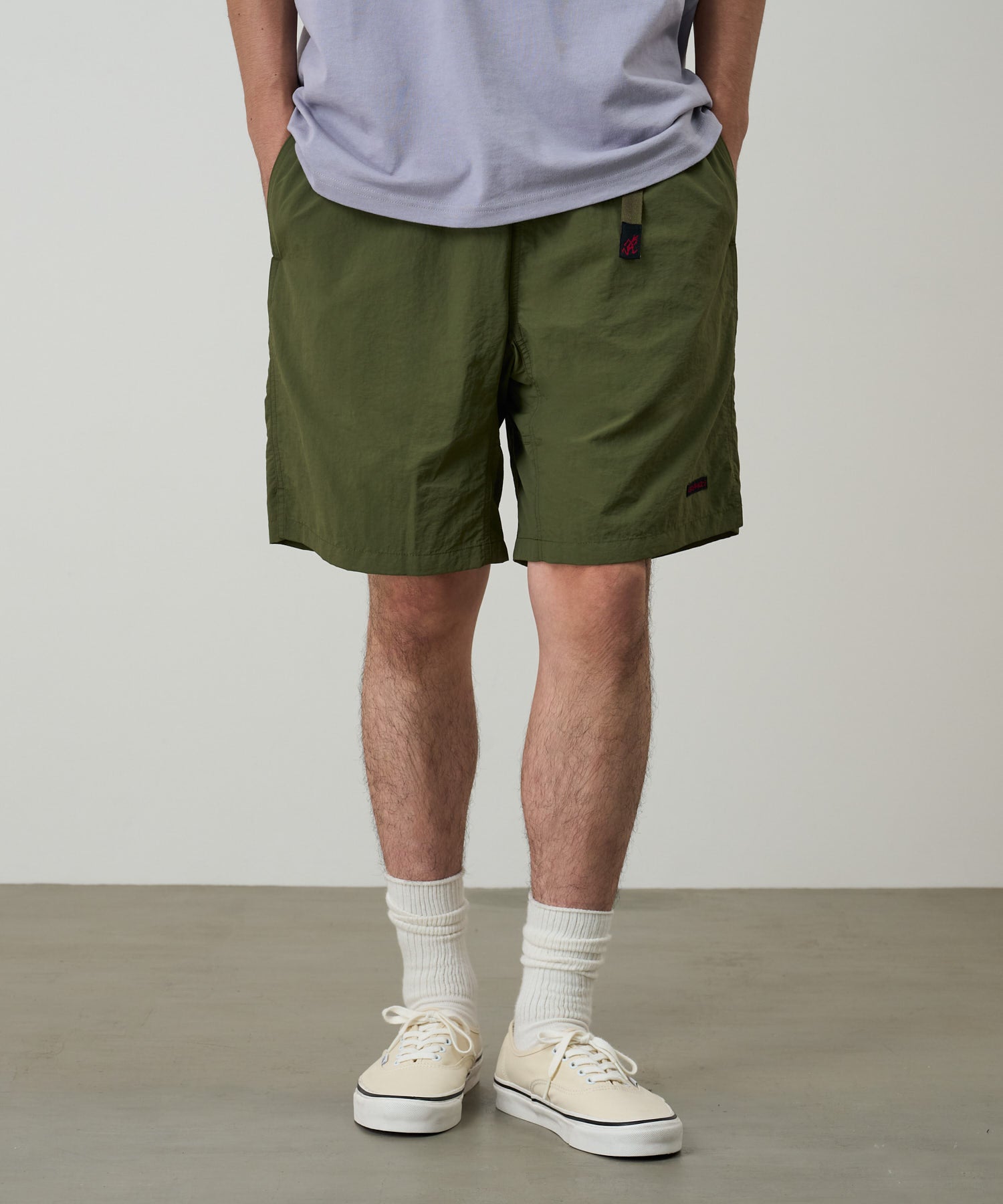 Olive Packable G-Short – durable quick-dry nylon shorts shown in clean product view, designed for travel and outdoor comfort Gramicci