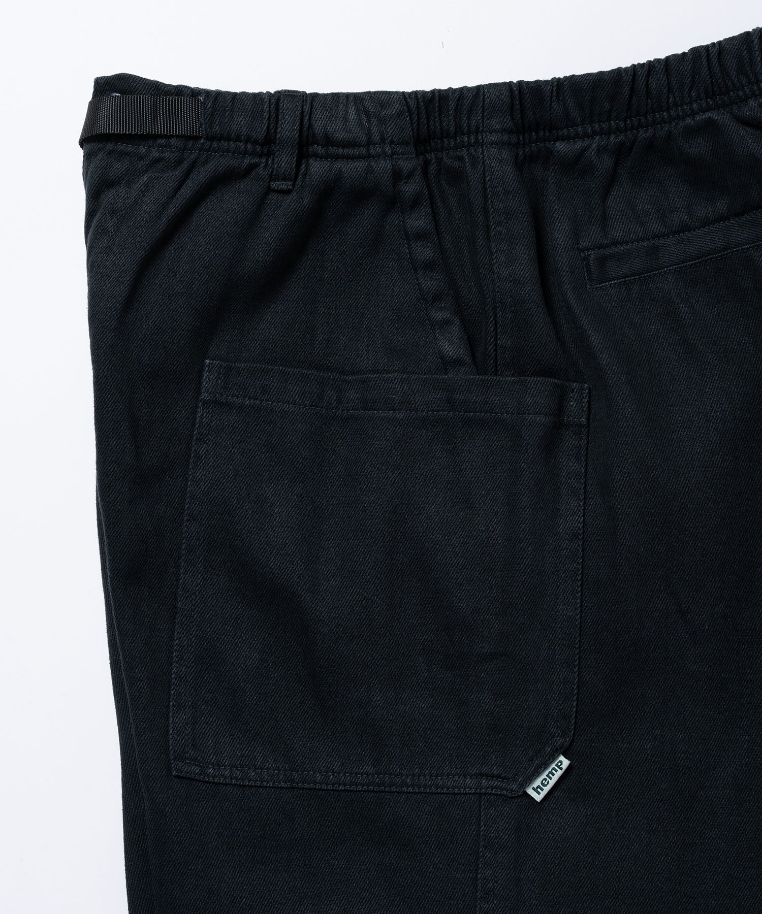 Hemp Relaxed Pant Carbon pocket detail by Gramicci – utility outdoor pants design close-up
