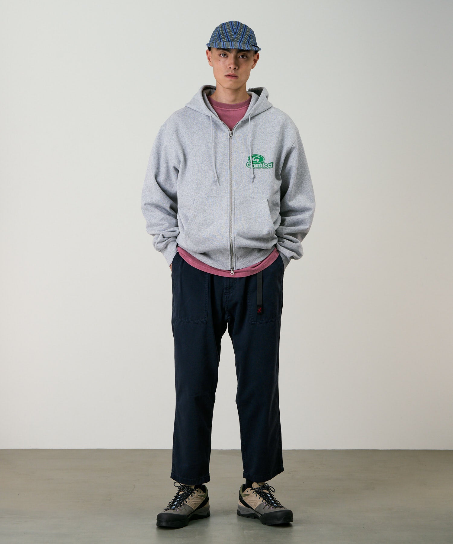 Gramicci Loose Tapered Pant Double Navy front view relaxed fit cotton twill