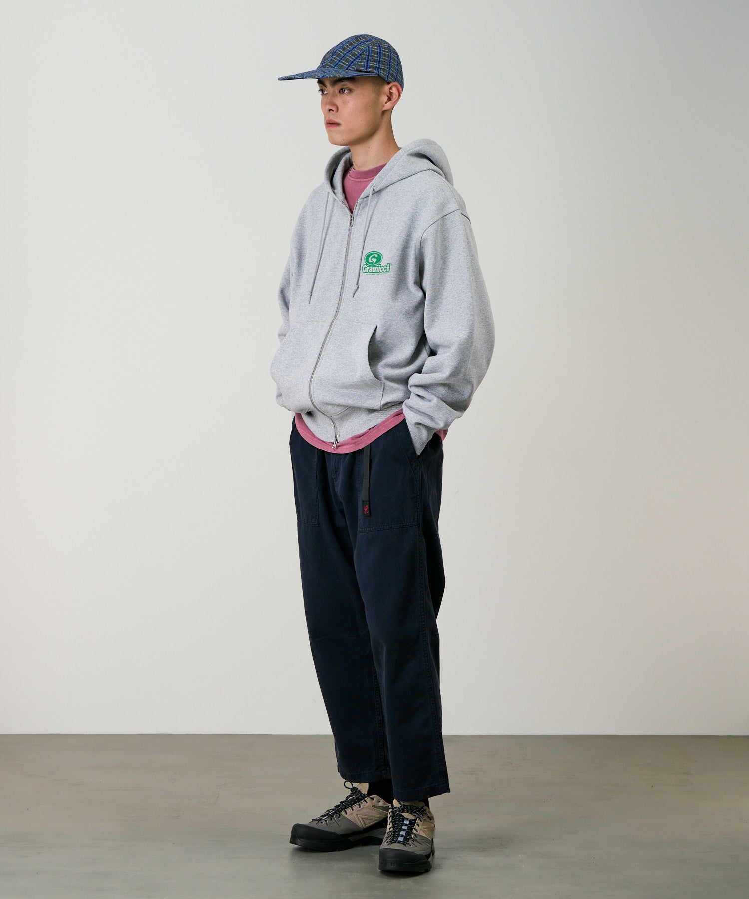 Gramicci Loose Tapered Pant Double Navy side view relaxed fit cotton twill