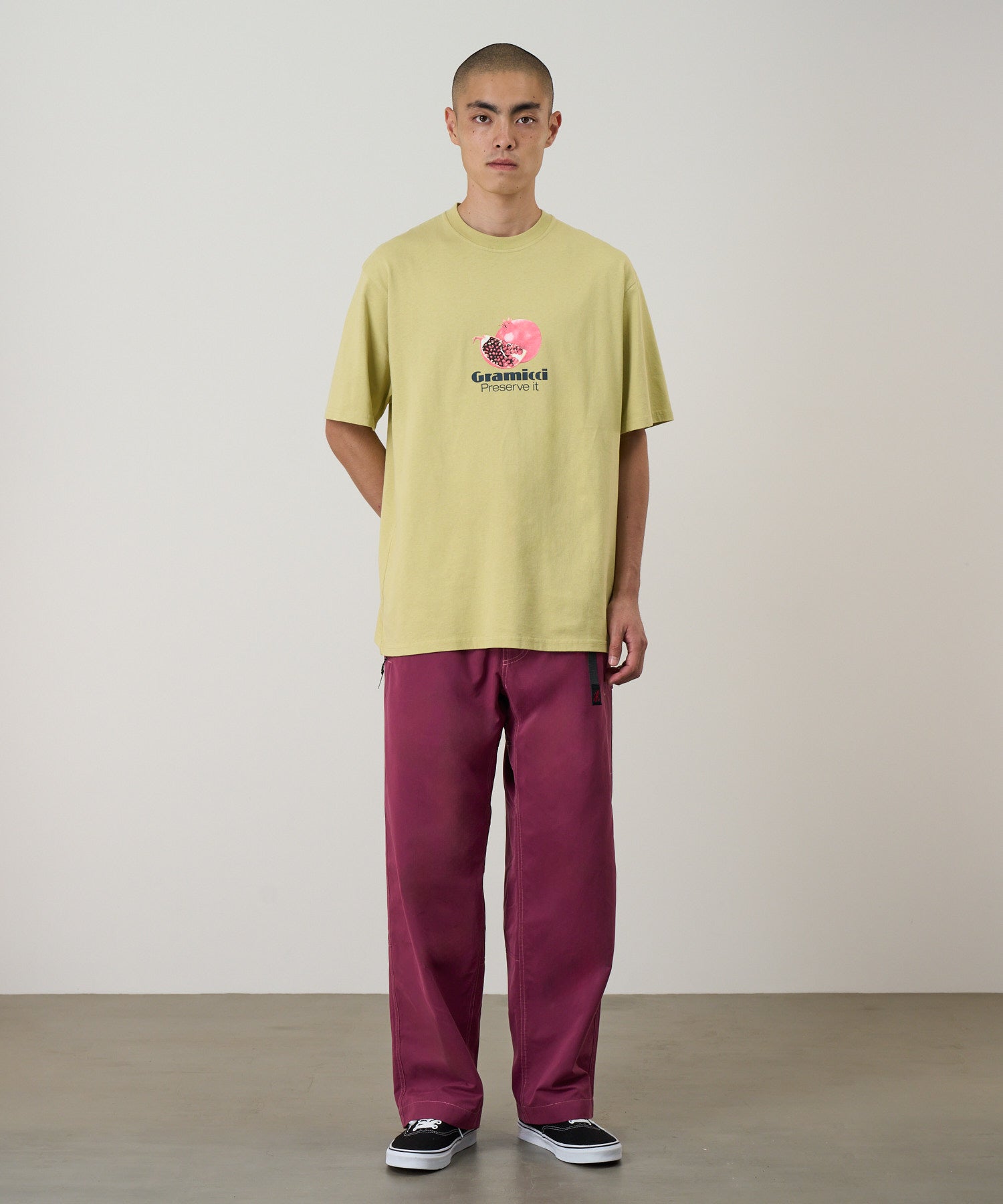 Gramicci Burgundy outdoor pants Milton Pant worn fit straight leg comfort