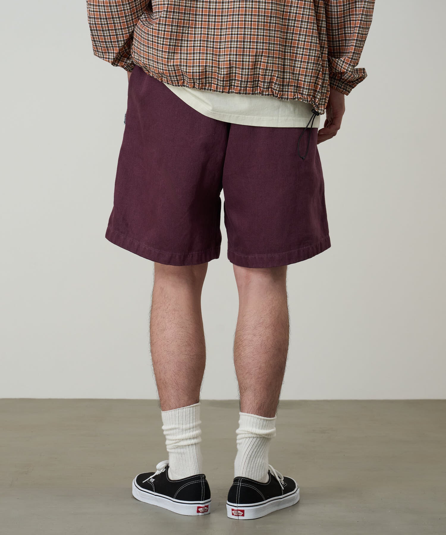 Close-up detail of Gramicci Nylon Explorer Cargo Shorts Deep Grape showing fabric texture and utility pocket design