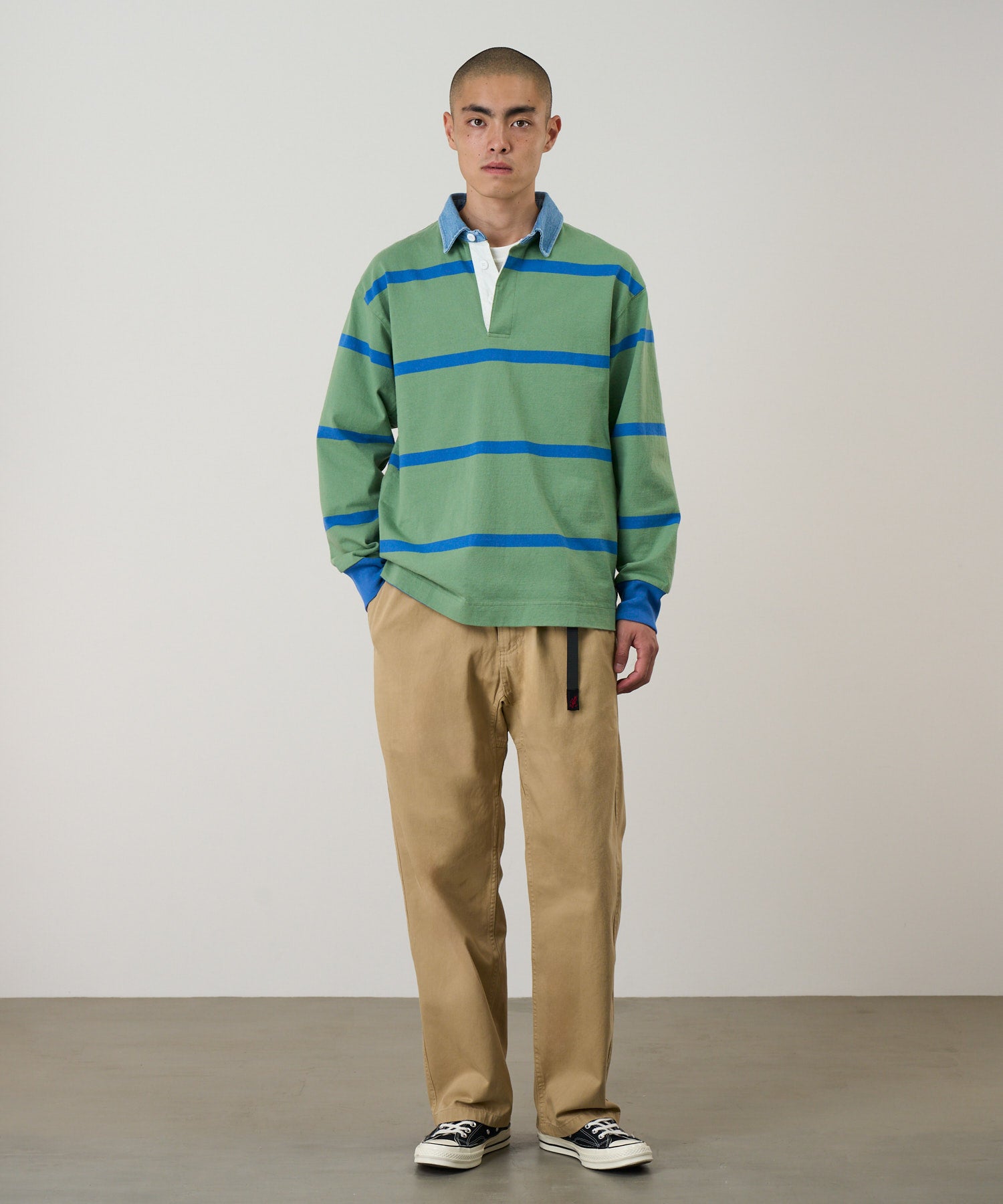 Gramicci Straight Fit Chino Pant on model front fit eco cotton
