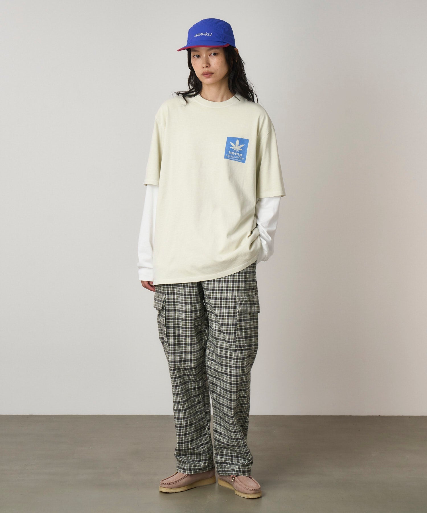 Hemp Tee Natural Pigment eco cotton graphic t-shirt front view on model relaxed fit streetwear