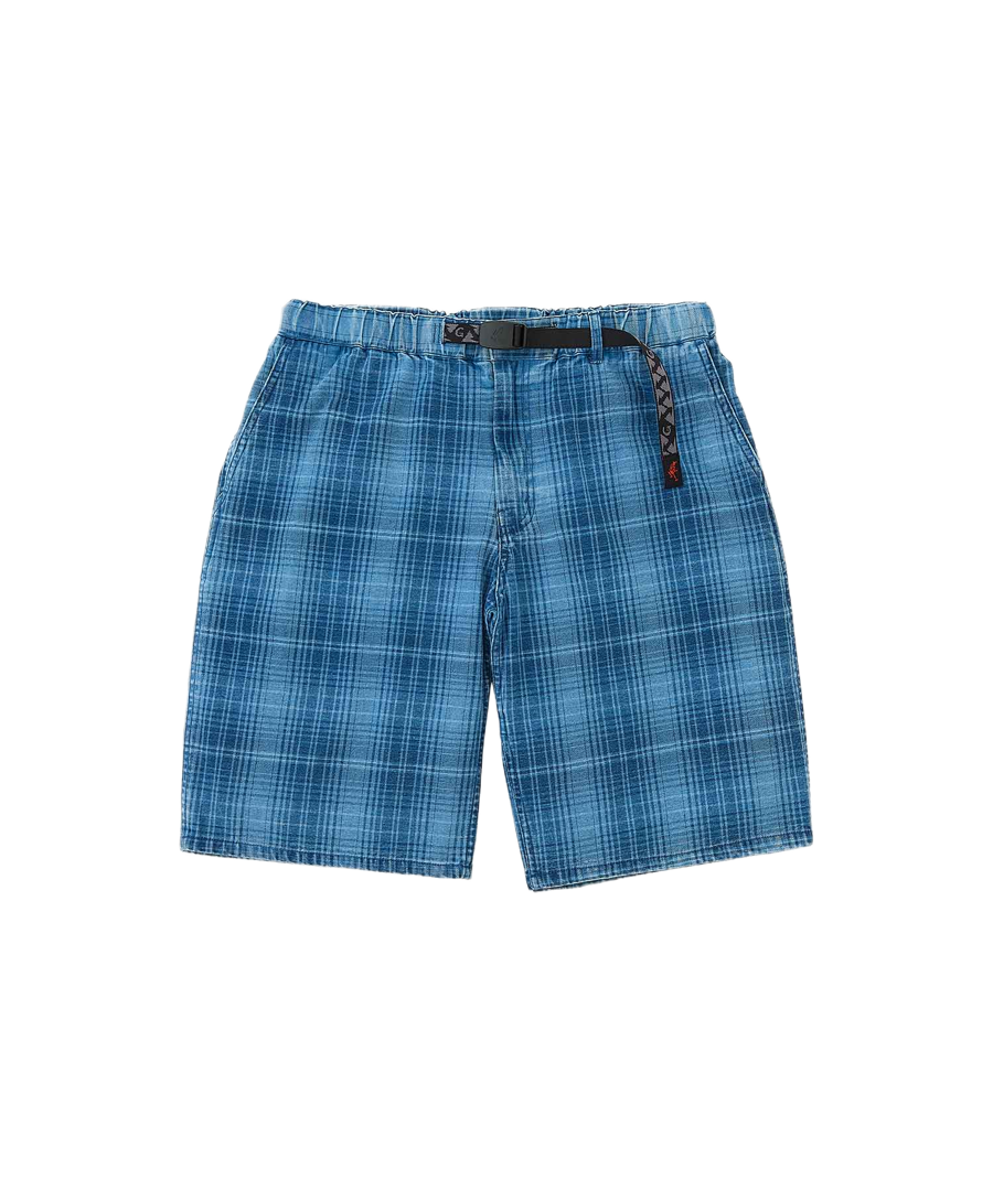 Lagoon Indigo plaid shorts relaxed fit cotton summer shorts
