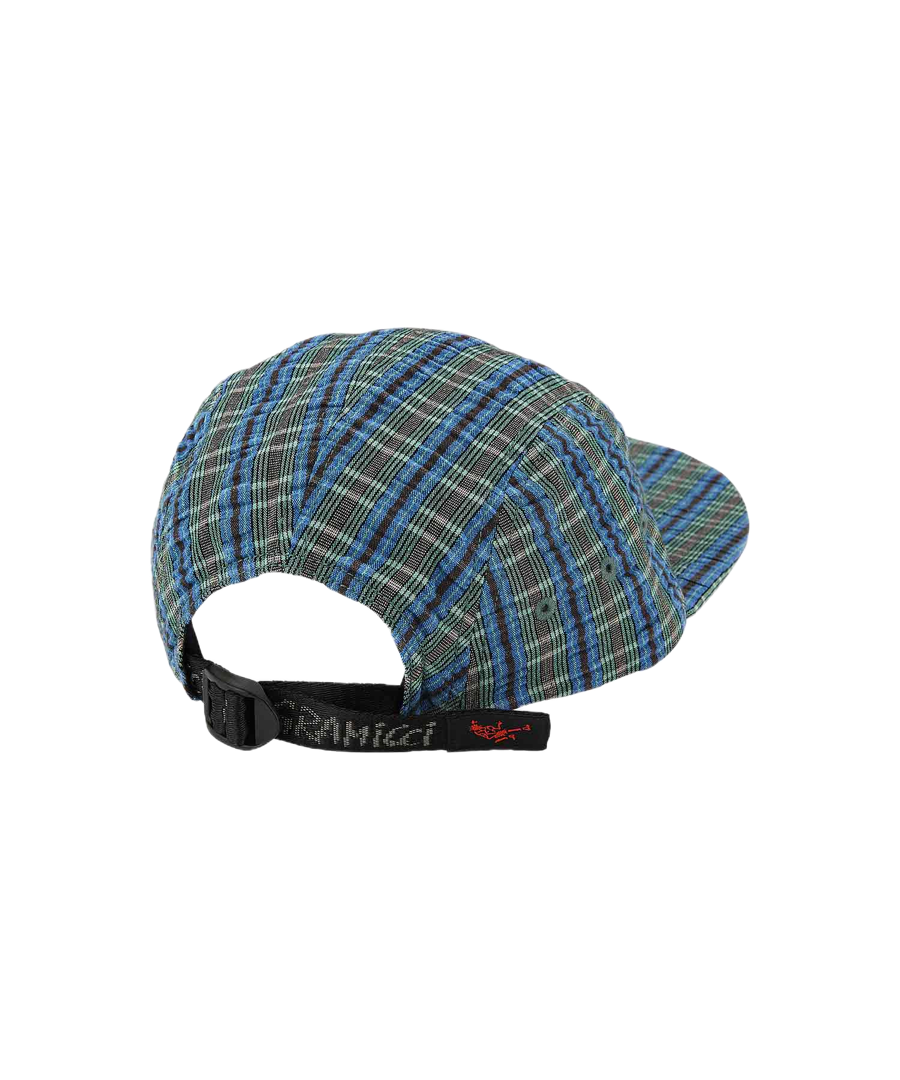 Gramicci Long Bill Cap Multi Stripe side view cotton seersucker adjustable cap