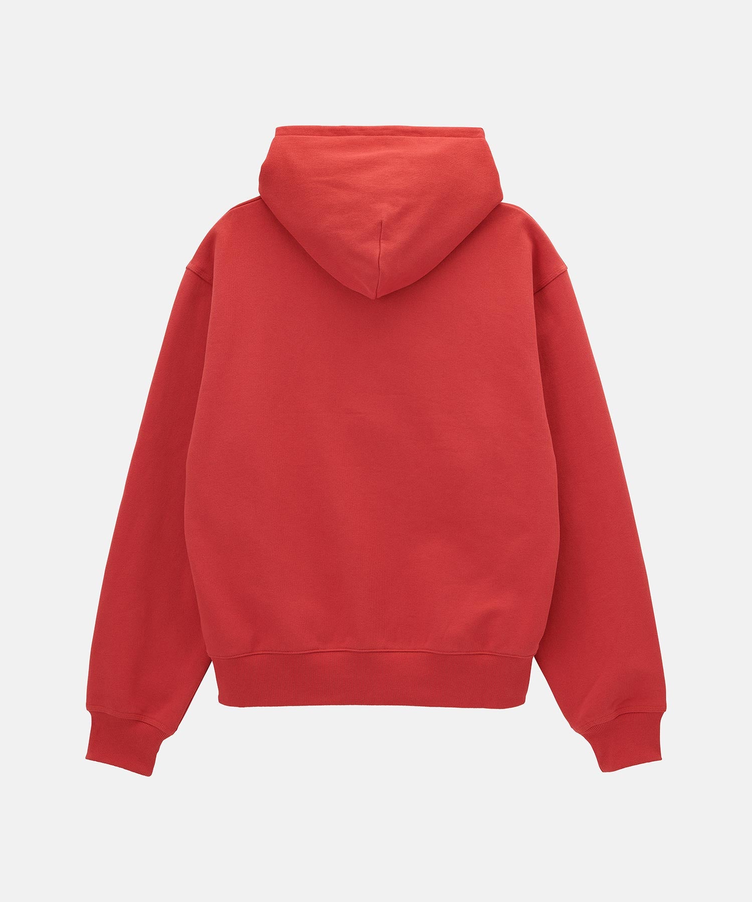 One Point Zip Hoodie Crimson Red fabric detail fleece zip hoodie