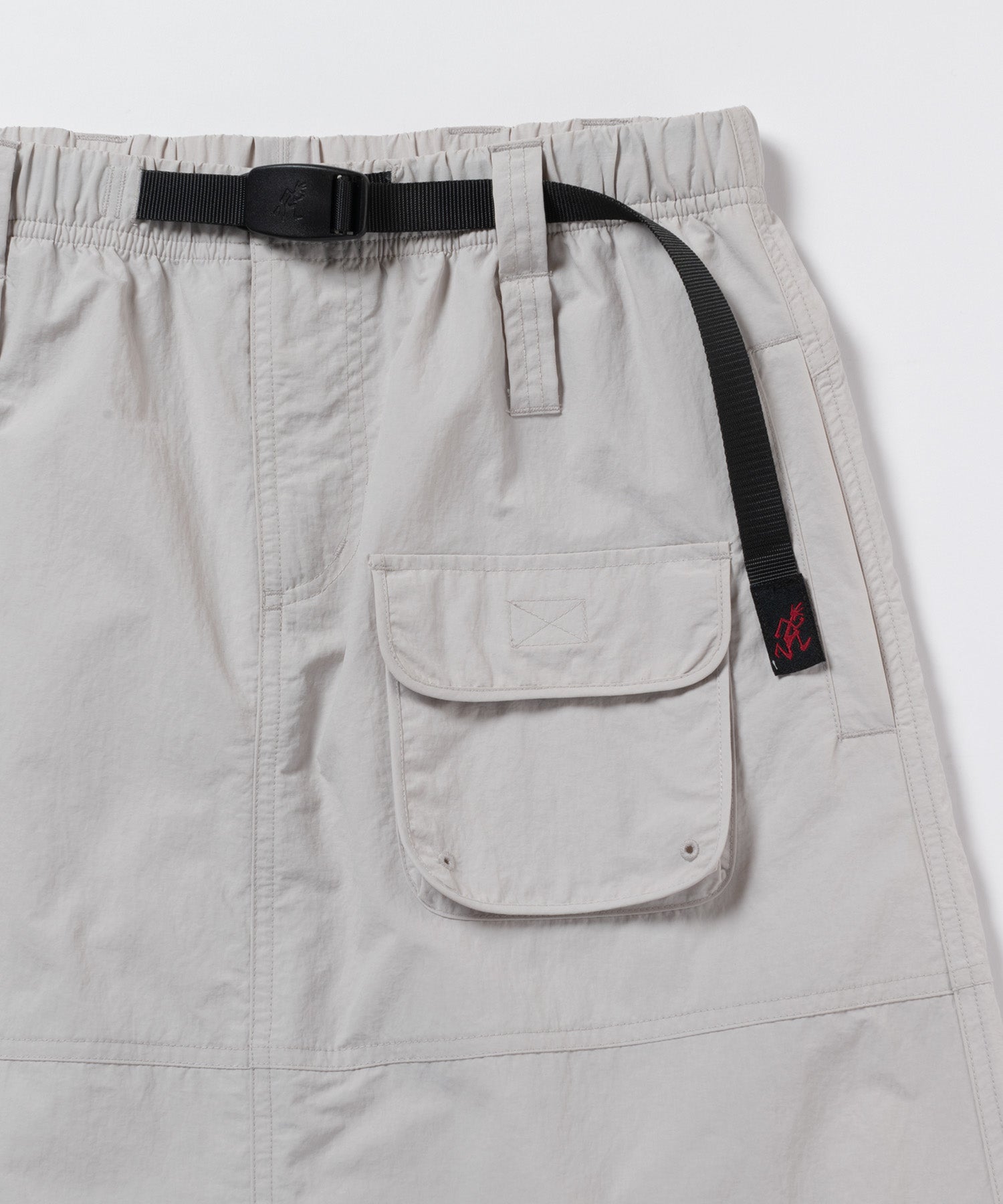 Gramicci Nylon Utility Skirt Ecru close-up detail water-resistant recycled nylon fabric