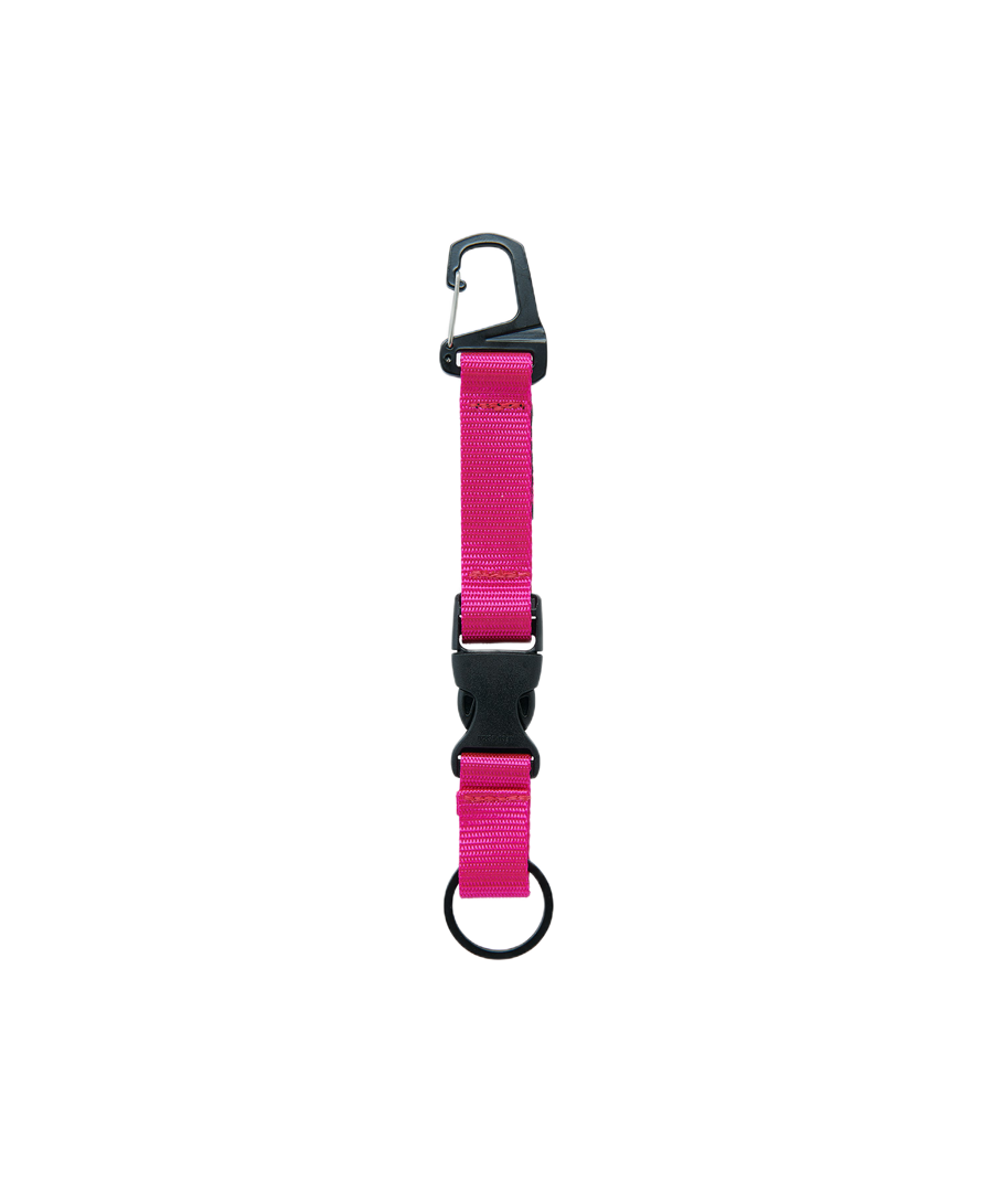 Webbing Key Holder Pink keychain detail nylon carabiner close-up