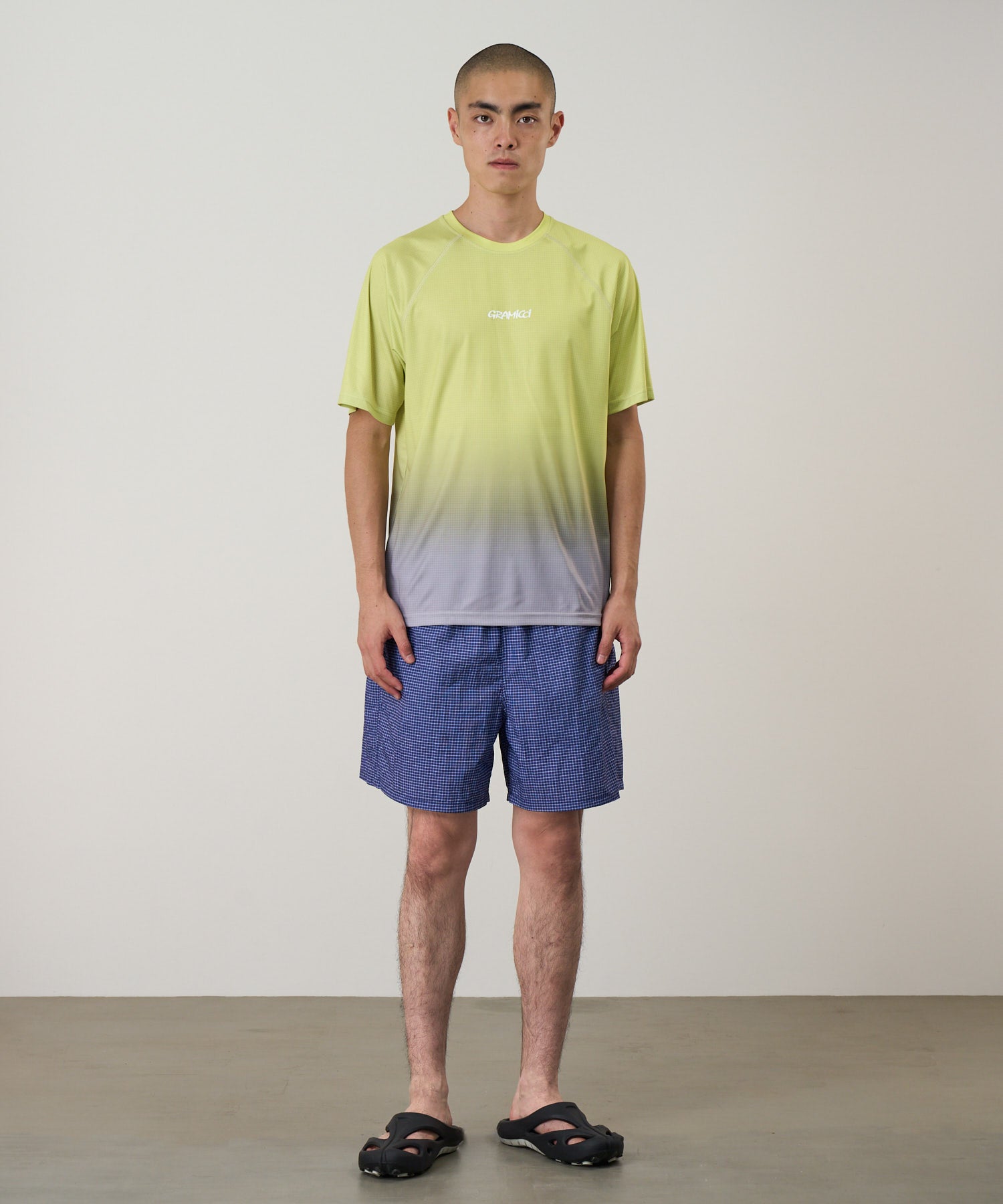 UPF Shield Short Sleeve Top Yellow Gradient worn by model – breathable UV protection activewear