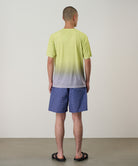 Yellow Gradient UPF Shield top on model – back view breathable stretch UV protection shirt