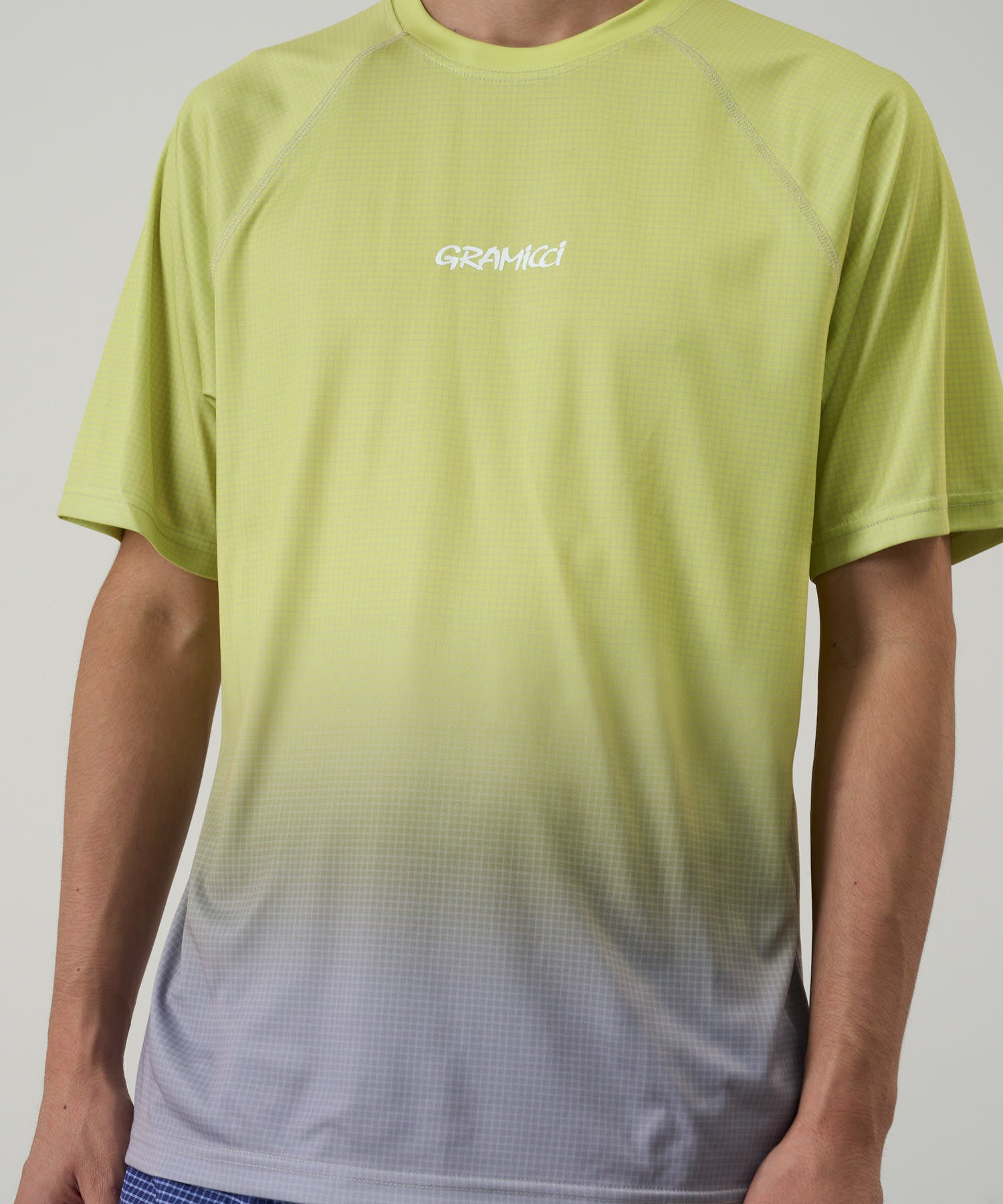 Yellow Gradient UPF Shield top on model – lifestyle view lightweight UV protection shirt for outdoor wear