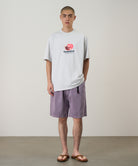 Smoke Pomegranate Tee by Gramicci on model – front view relaxed organic cotton t-shirt