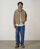Gramicci workwear pants blue on body fit showing relaxed comfort and movement