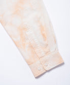 Close-up of Gramicci checkered ombre shirt mustard stripe showing collar detail and stitching