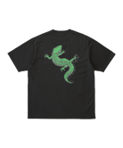Gramicci Gecko Tee Vintage Black in eco cotton with dry-touch fabric, large back graphic and relaxed everyday fit.