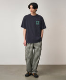 Model Wearing Gramicci Hemp Tee Navy Pigment