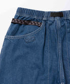 Gramicci denim EQT pants light wash cargo pocket and fabric detail close view