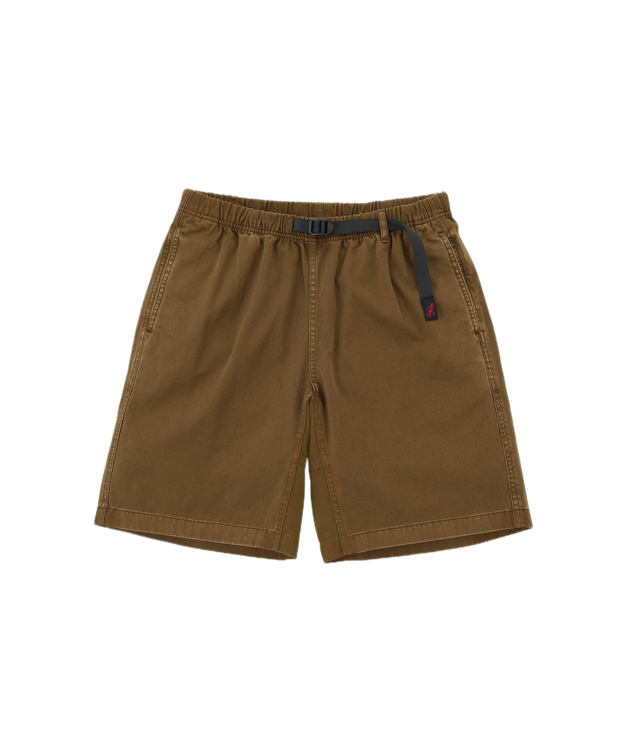 Flat lay view of Gramicci P123 pigment pants in bark color