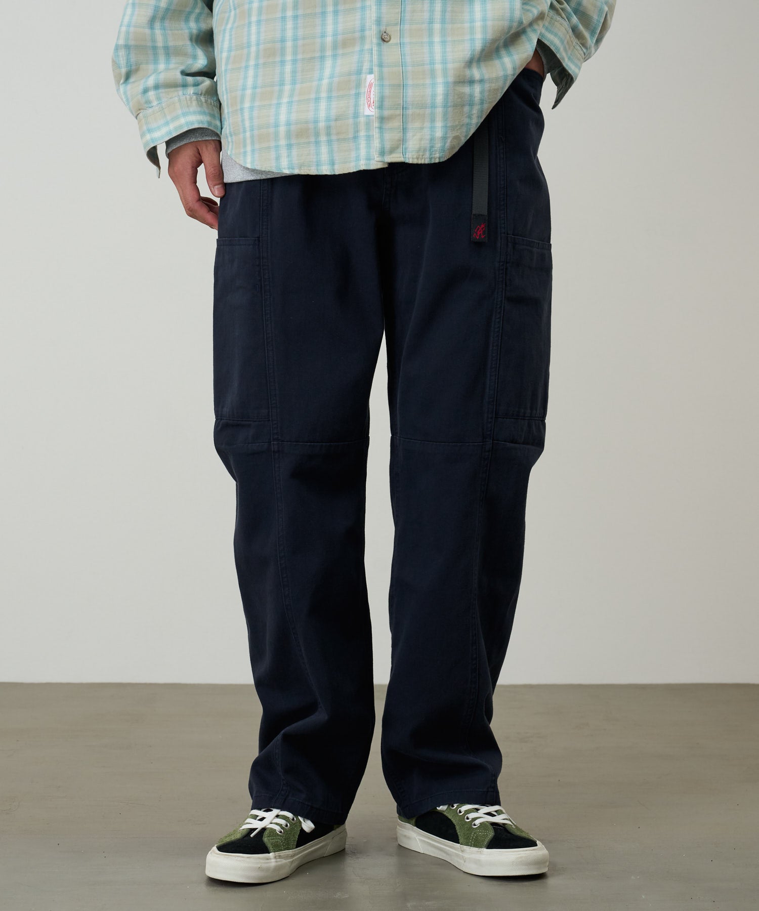 Gramicci Voyager Pant Double Navy side view relaxed tapered fit cotton twill
