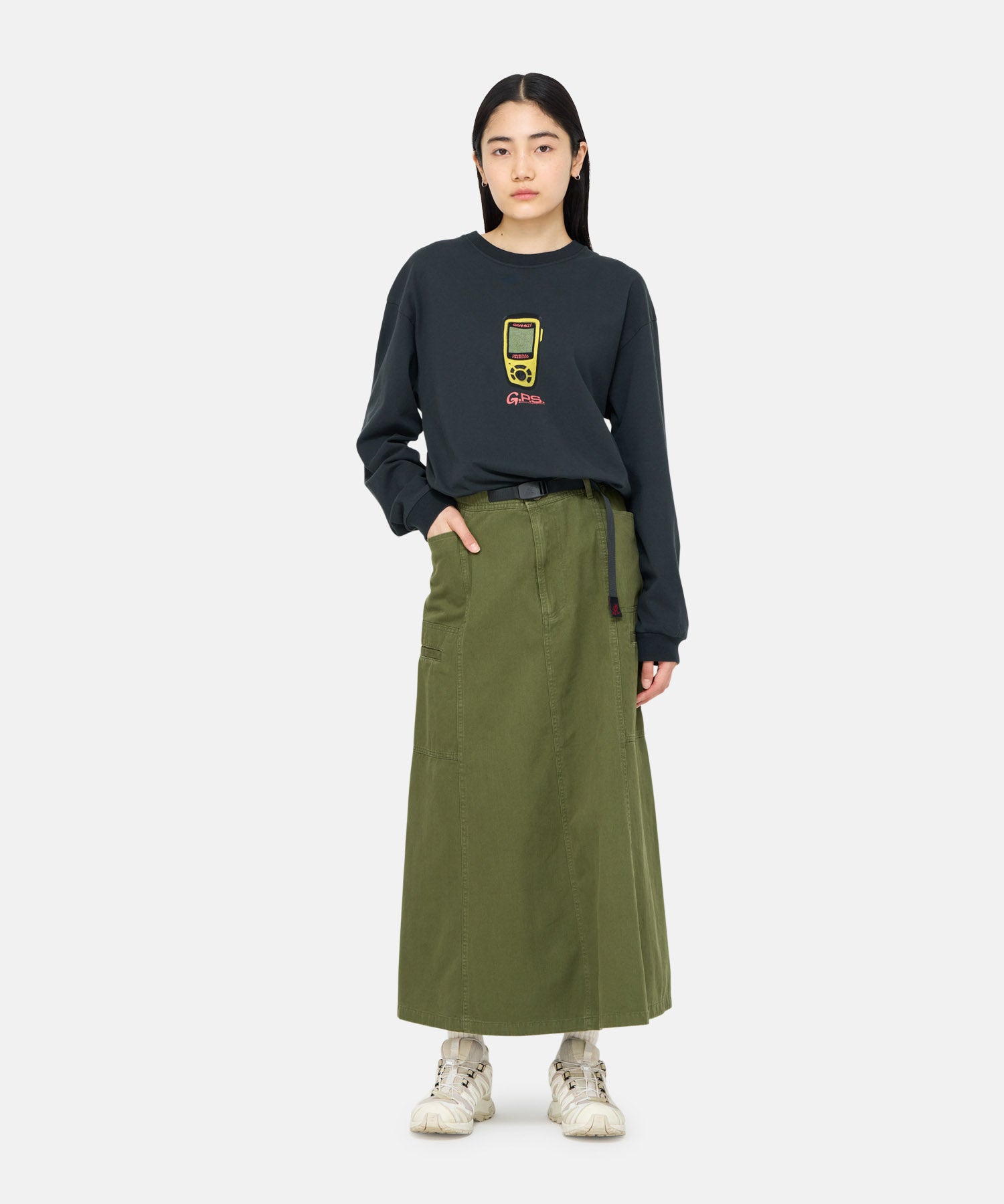 Gramicci Voyager Skirt Olive women's cotton maxi skirt