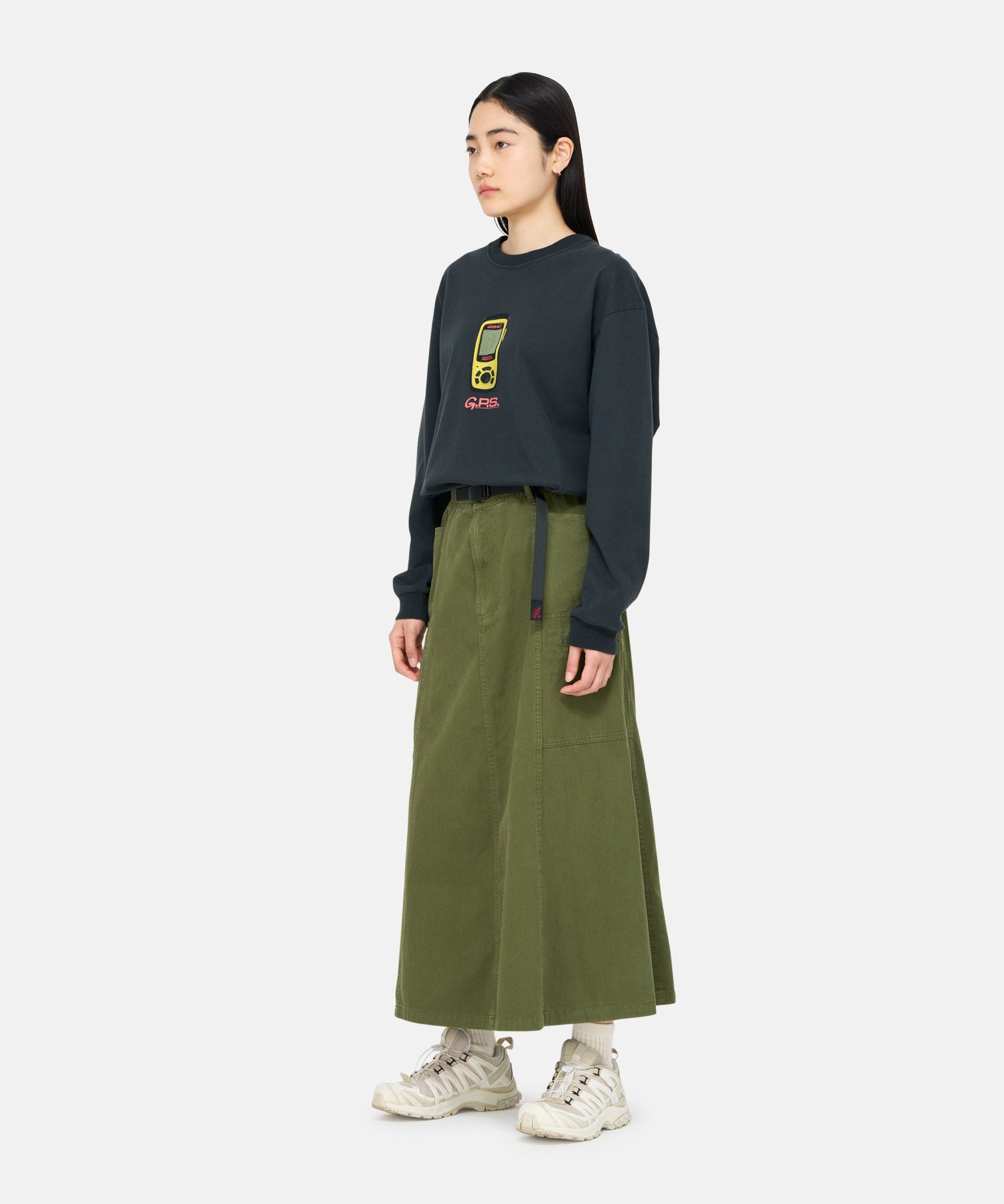 Gramicci Voyager Skirt Olive women's cotton maxi skirt