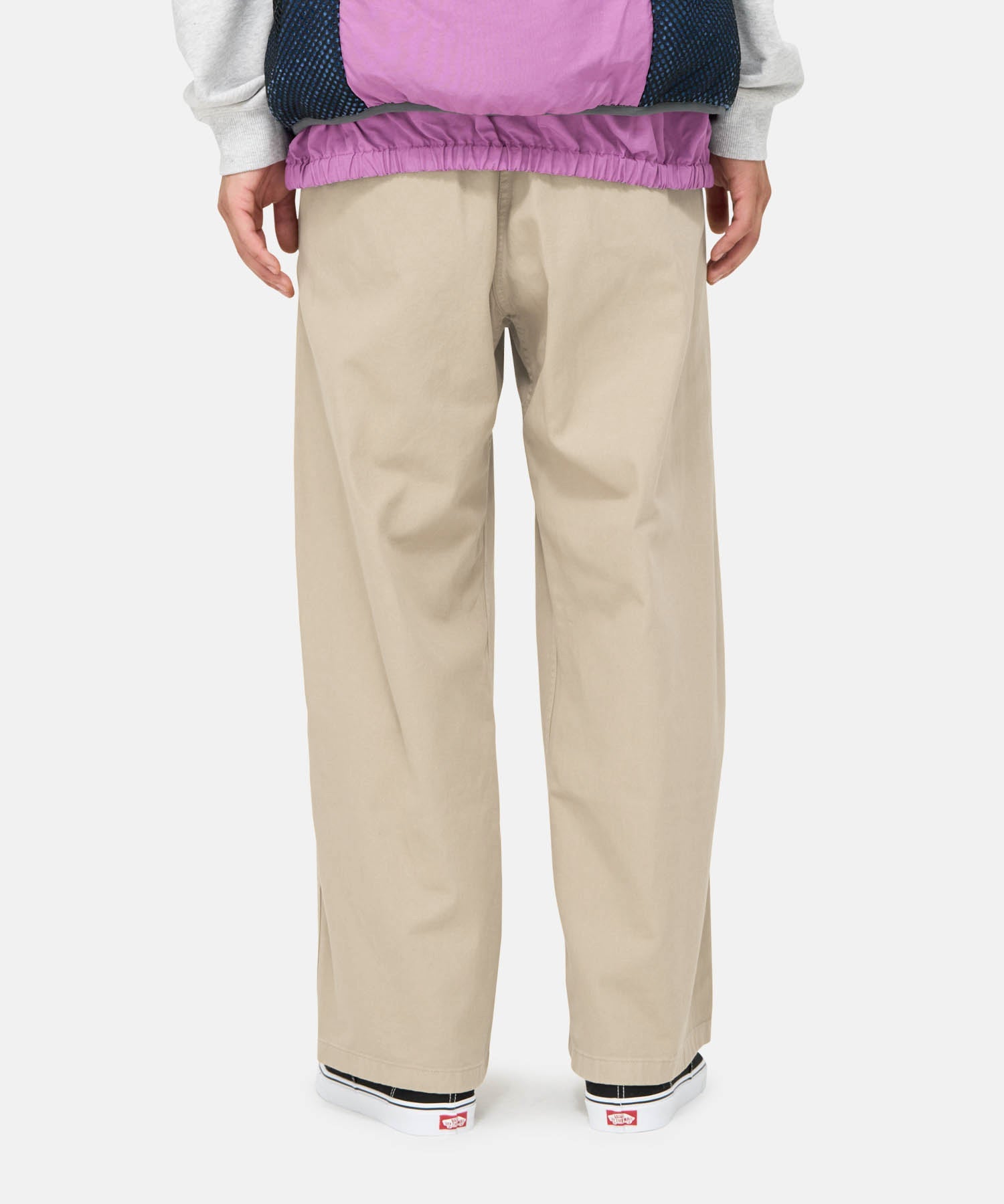 Full-body view of model wearing Gramicci Wide Pant Sage with a relaxed wide-leg silhouette for everyday comfort and outdoor style.