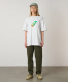 Granola Tee Heather Ash eco cotton graphic t-shirt on model relaxed fit everyday wear