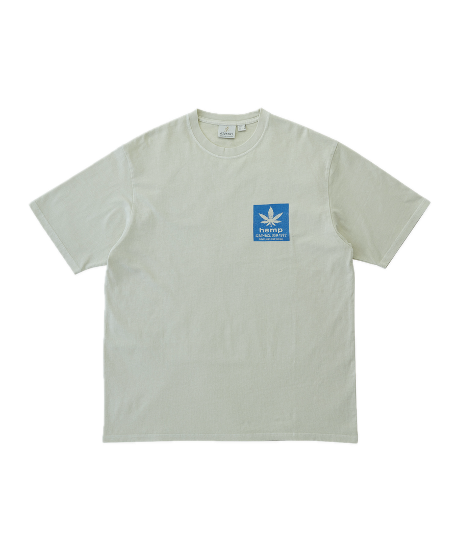 Hemp Tee Natural Pigment eco cotton graphic t-shirt fabric detail close up soft textured hemp material