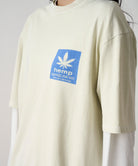 Hemp Tee Natural Pigment eco cotton graphic t-shirt on model chest detail relaxed fit streetwear