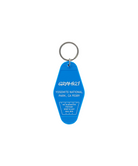 Hotel Keychain Blue vintage motel key tag detail close-up