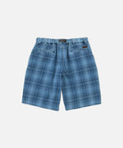 Lagoon Indigo plaid shorts product view relaxed fit cotton shorts