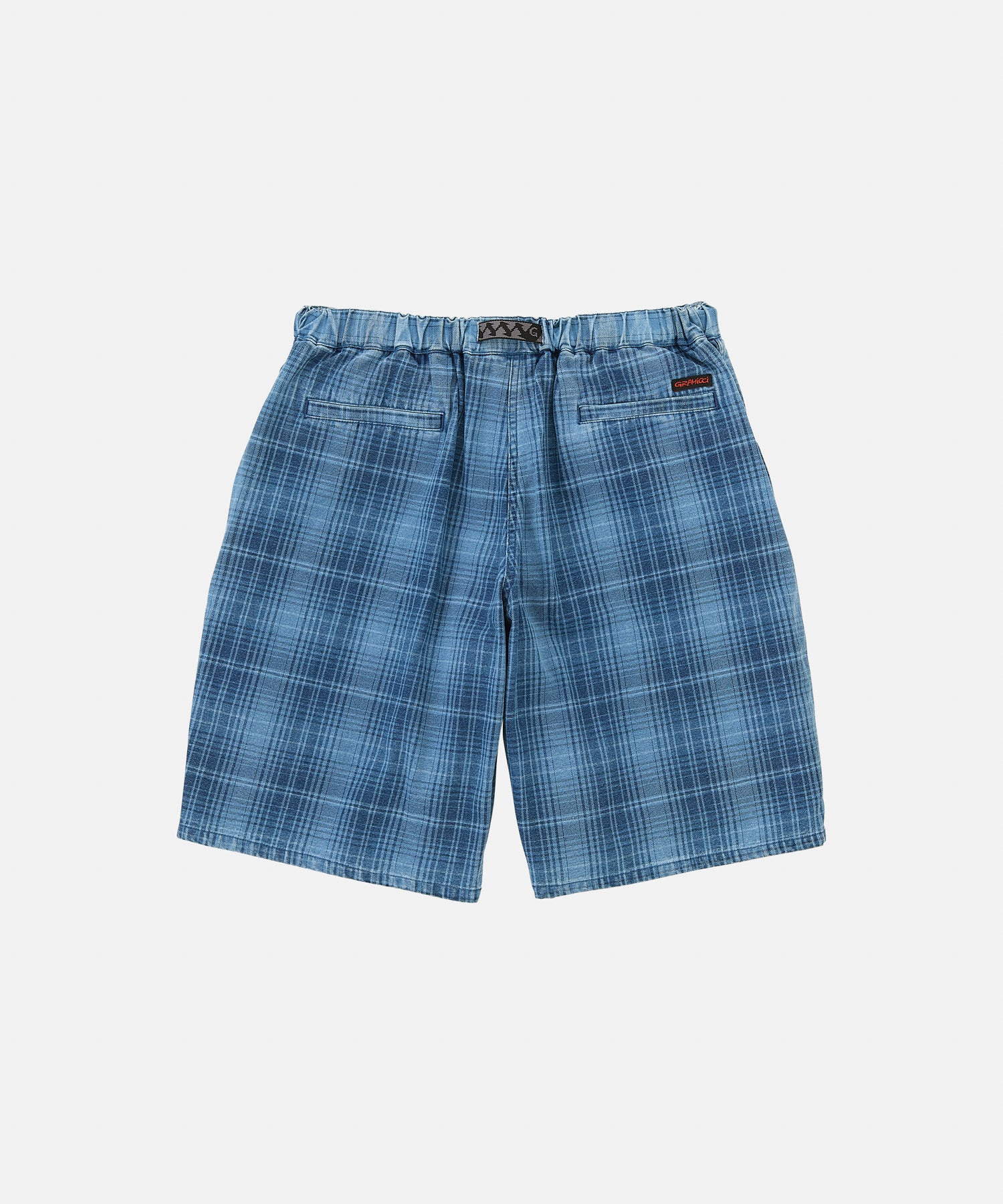 Lagoon Indigo plaid shorts product view relaxed fit cotton shorts