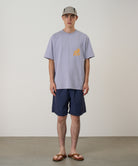 Model wearing Gramicci Nylon Reef Short British Navy quick-dry swim shorts lifestyle fit