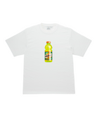 Quencher Tee White – mid-weight eco cotton graphic t-shirt with chest print, clean front view showing relaxed everyday fit by Gramicci